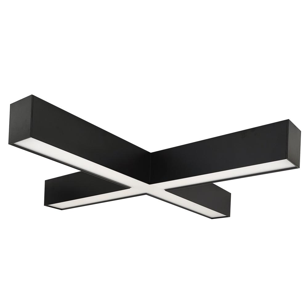 &#34;X&#34; Shaped L-Line LED Indirect/Direct Linear, 6028lm / Selectable CCT, Black finish