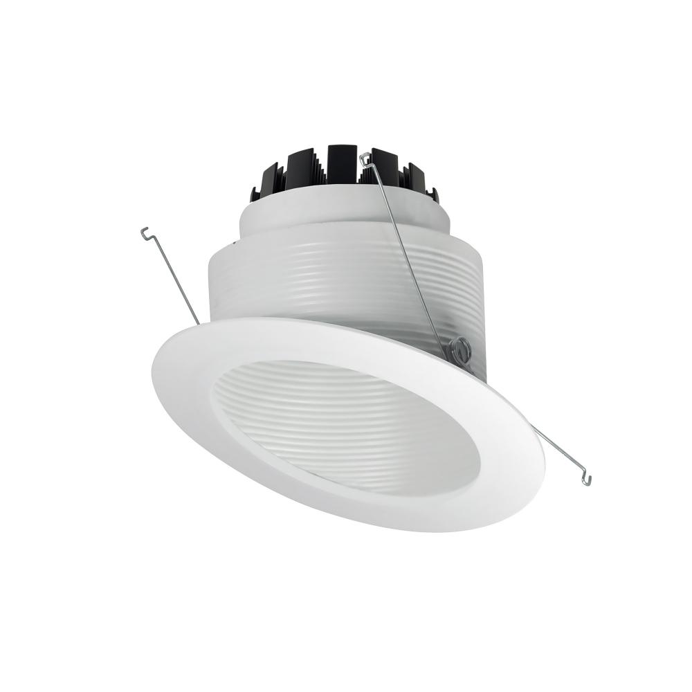 6&#34; Marquise III Round Slope Baffle, 900lm, 3000K, Flood Optic, White Baffle/White Flange