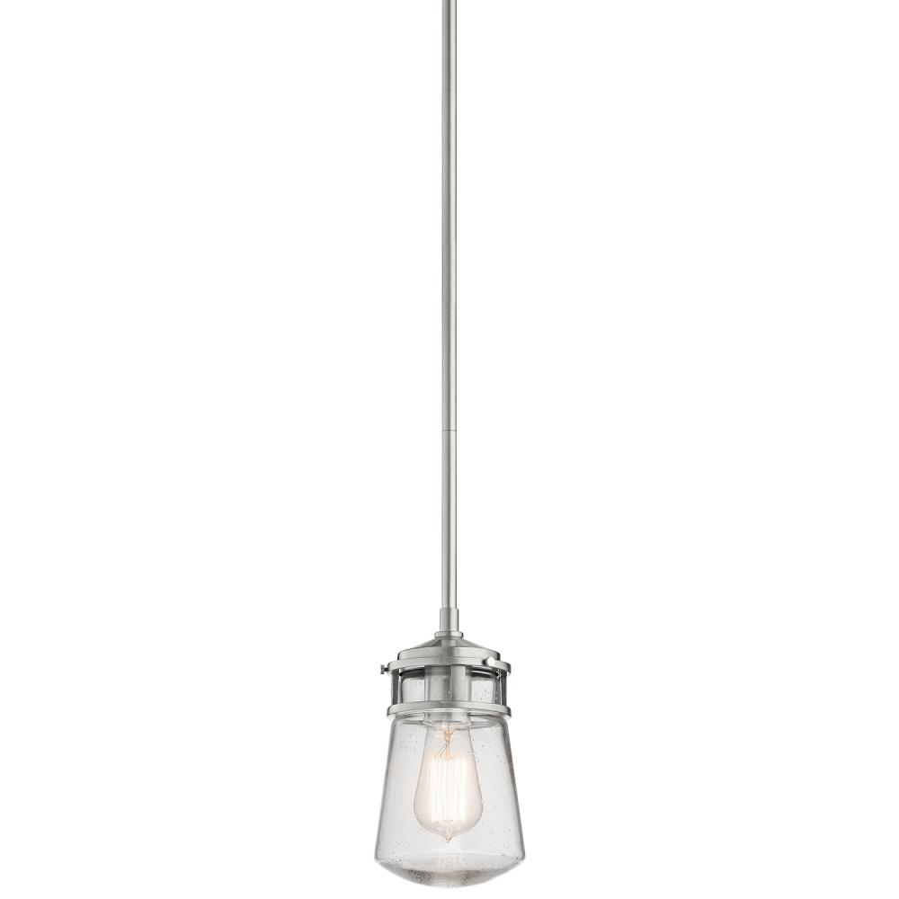 Lyndon 9.5&#34; 1 Light Pendant with Clear Seeded Glass Brushed Aluminum