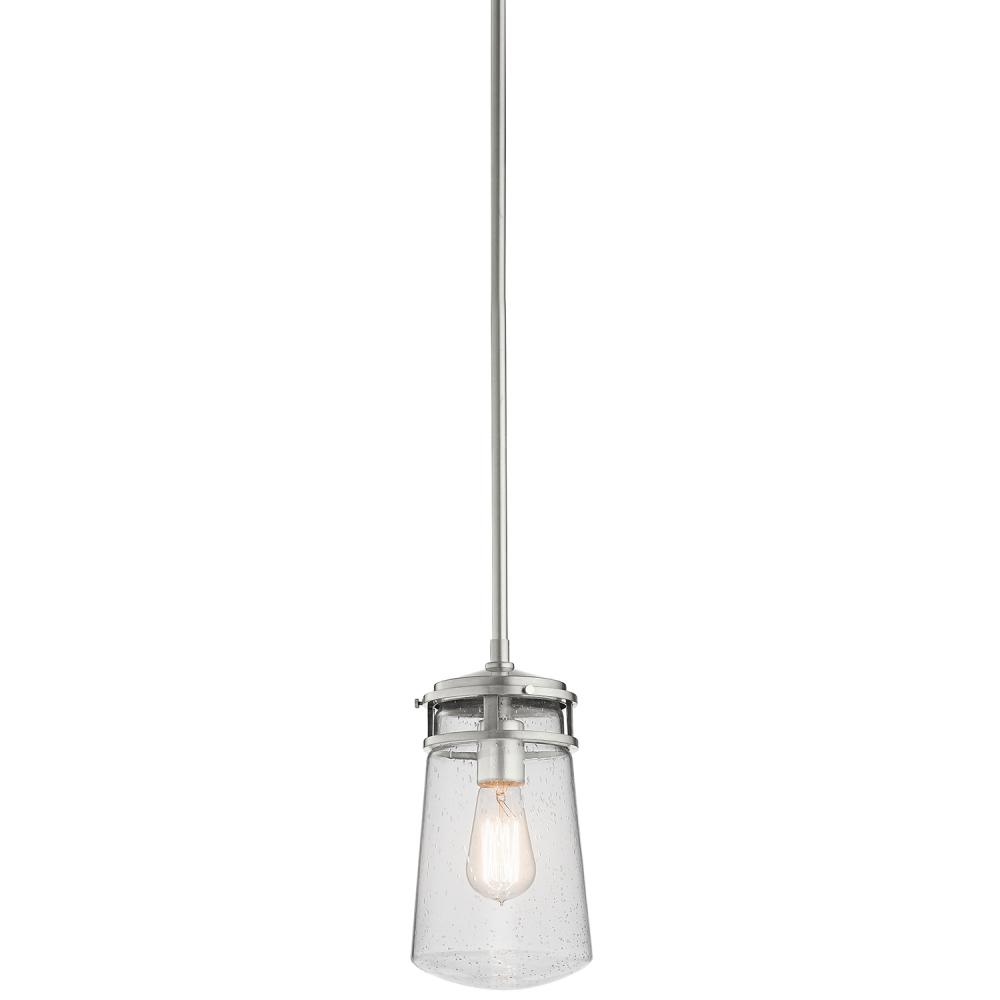 Lyndon 11.75&#34; 1 Light Pendant with Clear Seeded Glass Brushed Aluminum