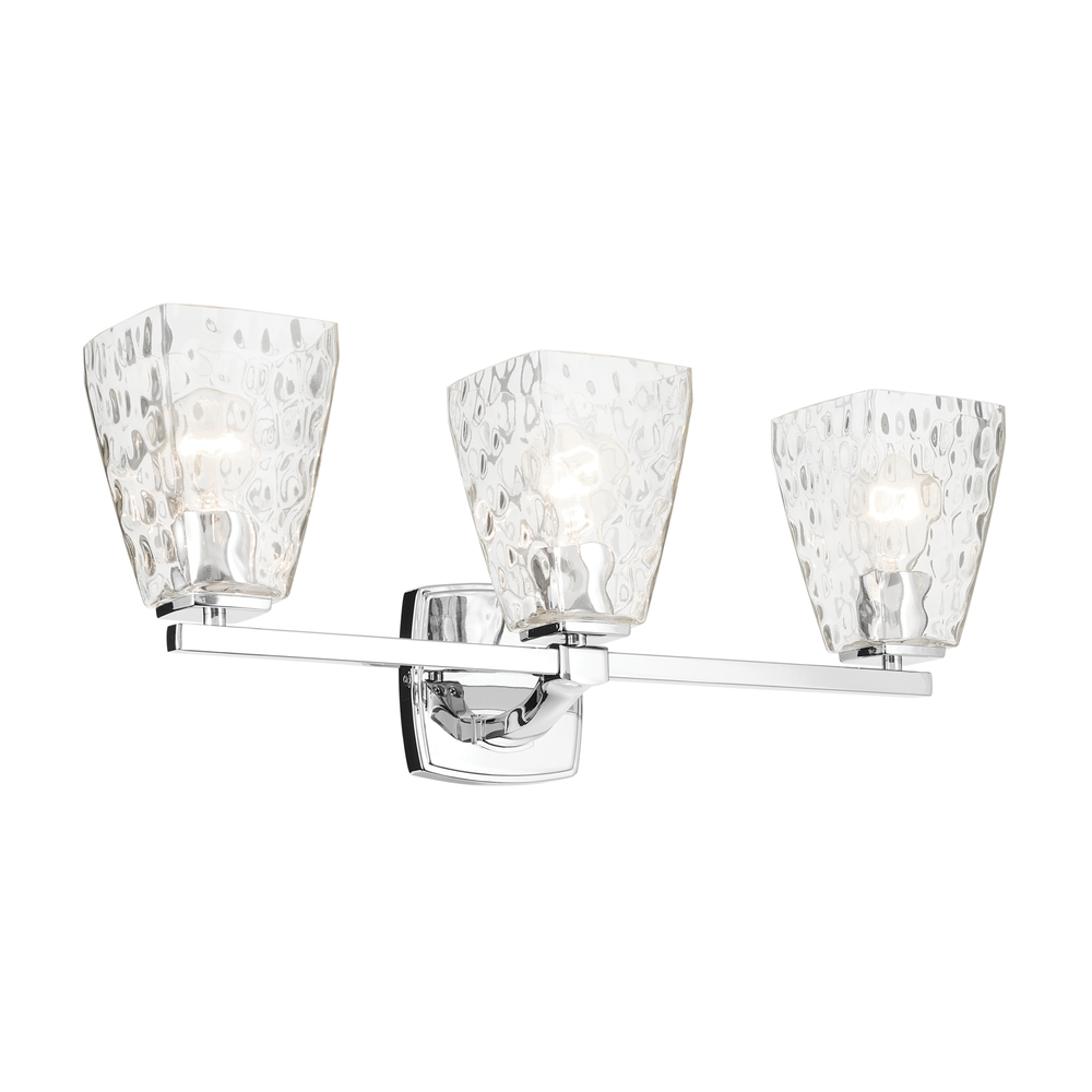 Marant 23.75&#34; 3-Light Vanity Light with Clear Water Glass in Chrome