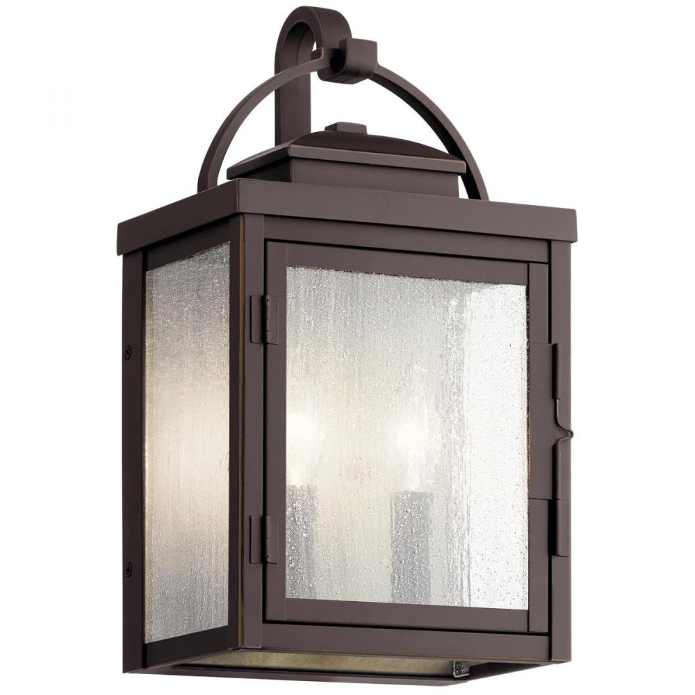 Carlson 14.75&#34; 2 Light Outdoor Wall Light with Clear Seeded Glass in Rubbed Bronze