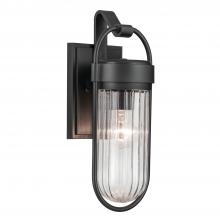 Kichler 59123BKT - Brix 16 Inch 1 Light Outdoor Wall Light with Ribbed Clear Glass In Textured Black