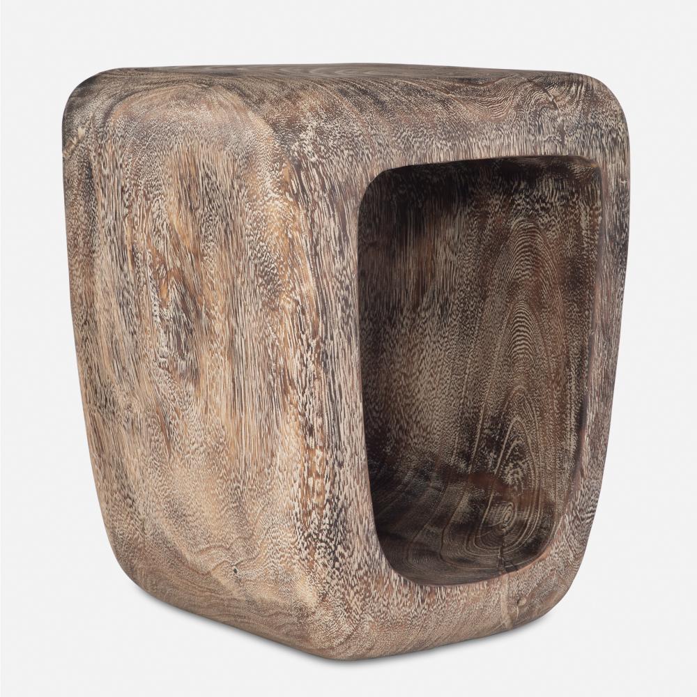 Uttermost Loophole Accent Stool, Bleached Wash