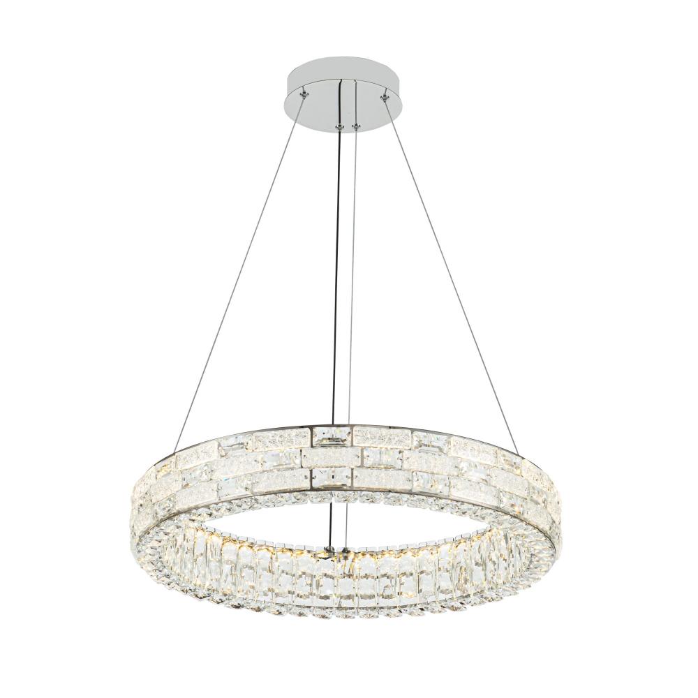 Elegance Integrated LED Chandelier 24&#34;, Chrome with Crystal Glassware