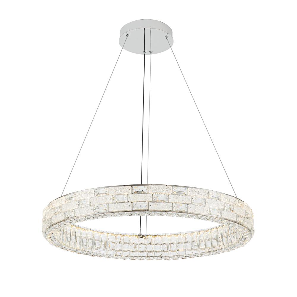 Elegance Integrated LED Chandelier 30&#34;, Chrome with Crystal Glassware