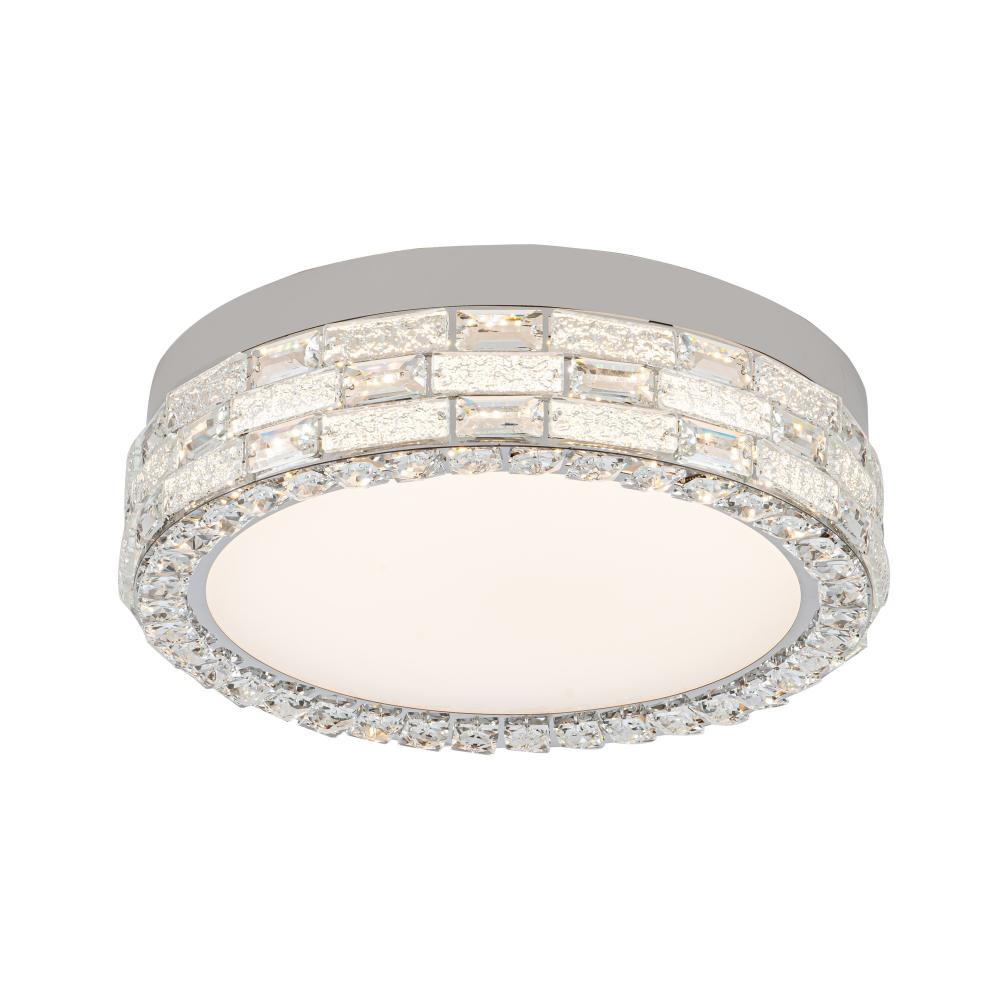 Elegance Integrated LED Flush Mount 15.75&#34;, Chrome with Crystal Glassware