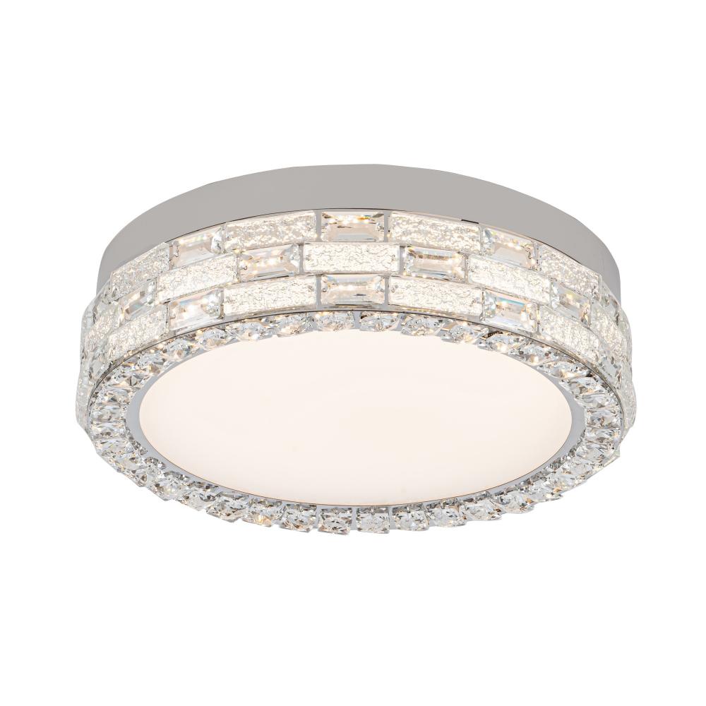Elegance Integrated LED Flush Mount 20&#34;, Chrome with Crystal Glassware