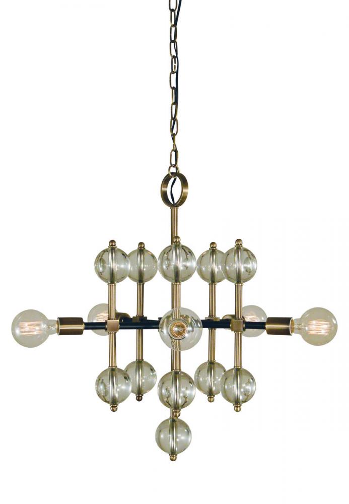 5-Light Antique Brass/Matte Black Gamma Chandelier
