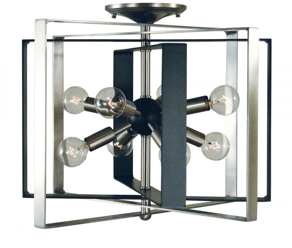 8-Light Brushed Nickel/Matte Black Interstellar Semi-Flush
