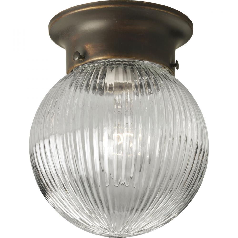 One-Light Glass Globe 6-3/8&#34; Close-to-Ceiling