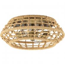 Progress P350245-163 - Laila Collection 12-1/4 in. Two-Light Vintage Brass Coastal Flush Mount with Woven Jute Accents