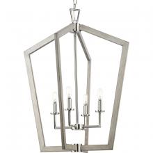 Progress P500378-009 - Galloway Collection Four-Light 30" Brushed Nickel Modern Farmhouse Foyer Light with Grey Washed