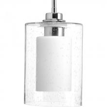 Progress P500018-015 - Double Glass One-Light Polished Chrome Etched White Inside/Seeded Glass Outside Glass Farmhouse Pend