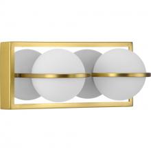 Progress P300311-012-30 - Pearl LED Collection Two-Light Satin Brass and Opal Glass Modern Style Bath Vanity Wall Light