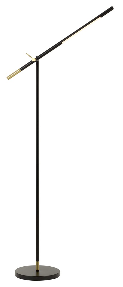 68&#34; Height Metal Floor Lamp in Black and Antique Brass Finish