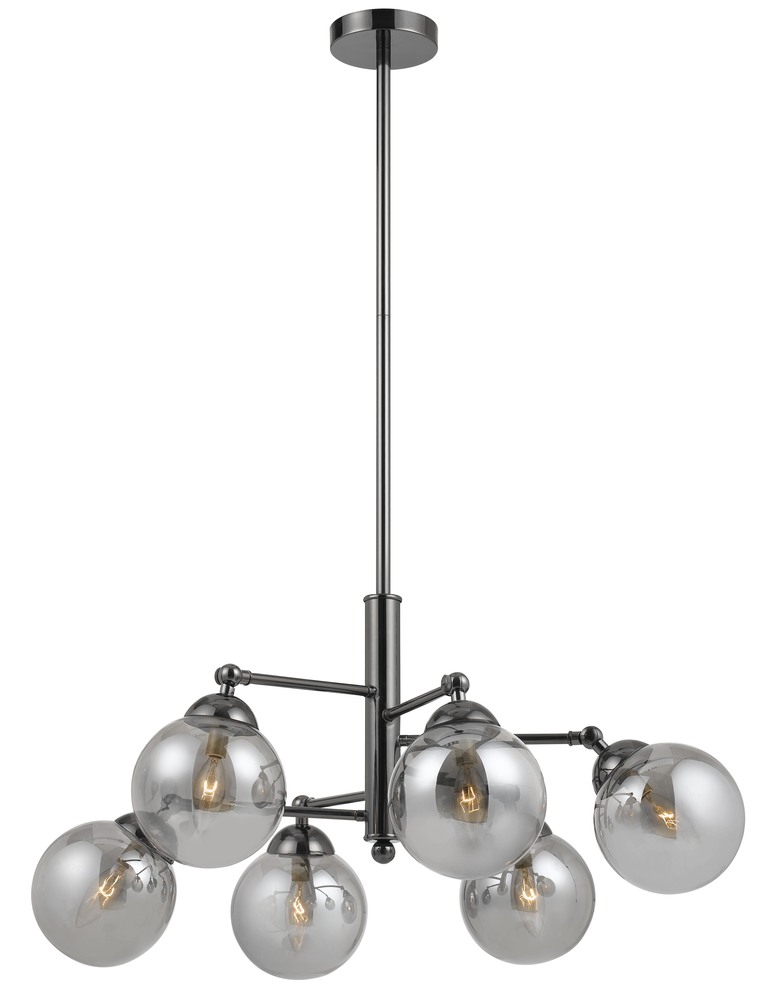 15.3&#34; Height Six Glass Pendant with Canopy in Gun Metal