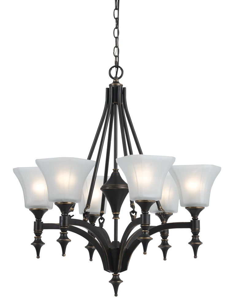 29&#34; Inch Tall Iron Chandelier in Dark Bronze Finish