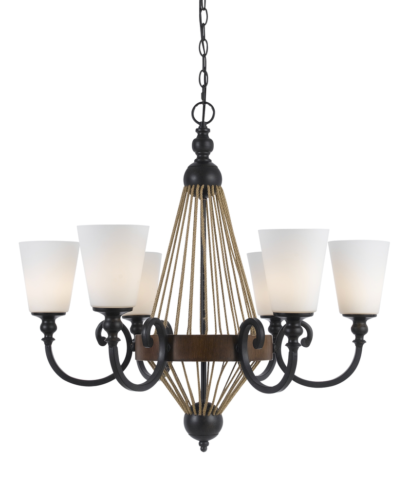 30.75&#34; Inch Tall Metal Chandelier in Metal Wood Finish