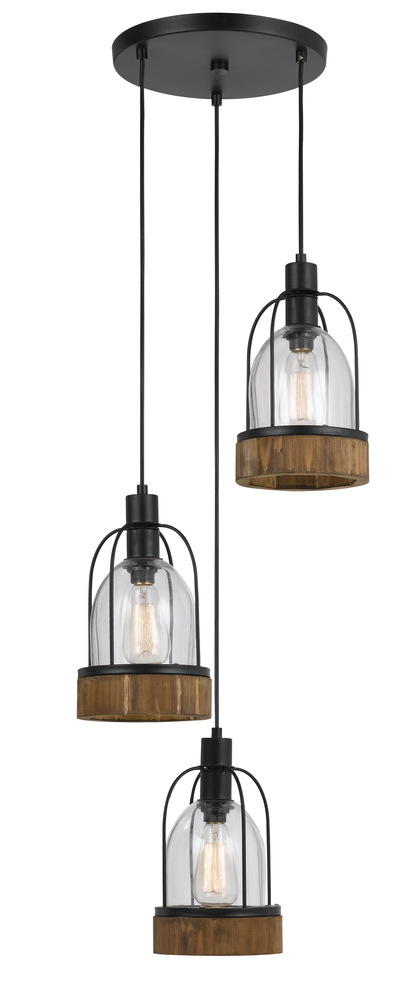 18&#34; Inch Tall Glass Pendant in Dark Bronze Wood Finish