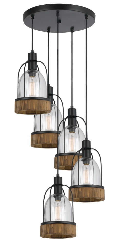 22&#34; Inch Tall Pendant Fixture in Dark Bronze Wood Finish