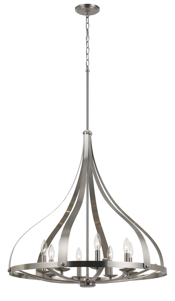 73&#34; Inch Metal Chandelier in Brushed Steel Finish