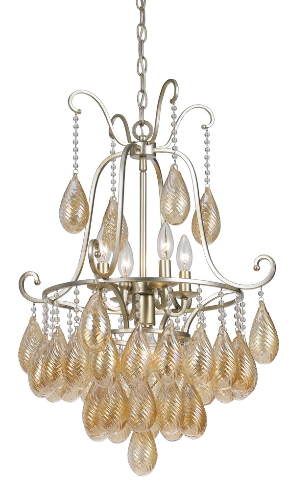 34.5&#34; Inch Glass Chandelier in Warm Silver Finish