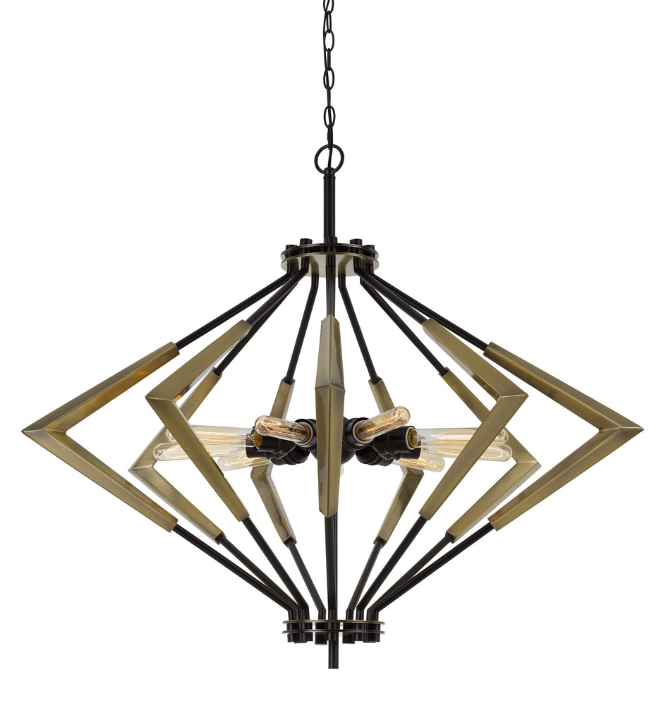 33&#34; Height Metal Fixture in Antique Brass and Black Finish