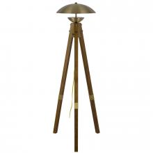 CAL Lighting BO-3801FL - Lakeland 18W Integrated LED Tripod Birch Wood Floor Lamp with Half Domed Metal Shade