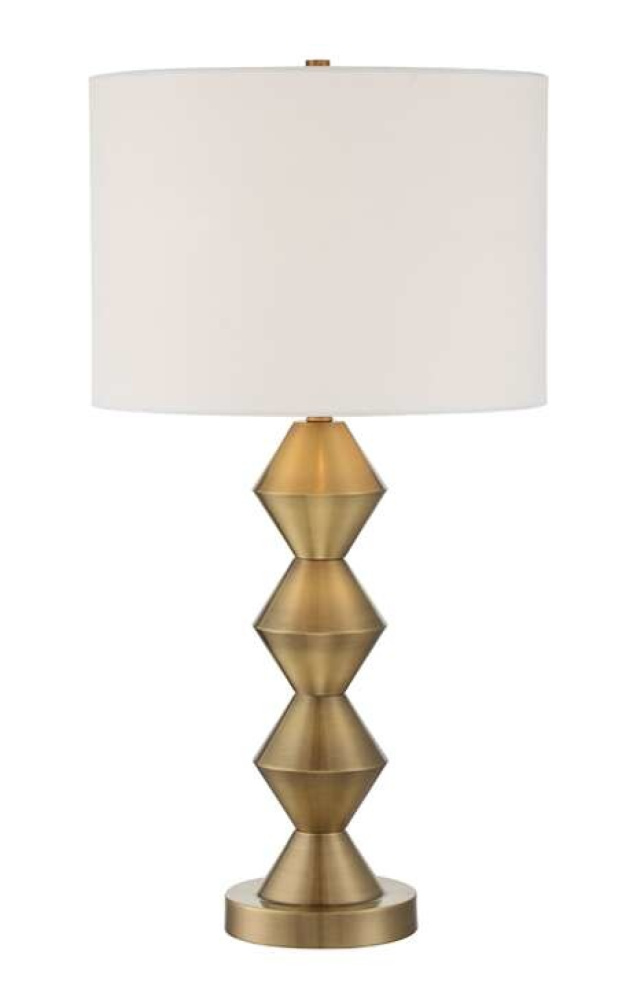 BL42LTX, Antique Brass Metal Base with Off White Hardback Shade