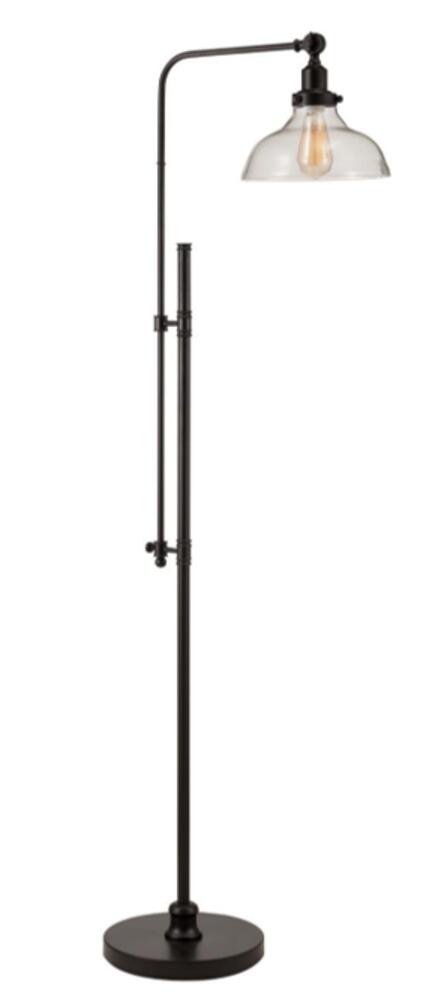 1 Light Metal Base Floor Lamp w/ Adjustable Base in Flat Black