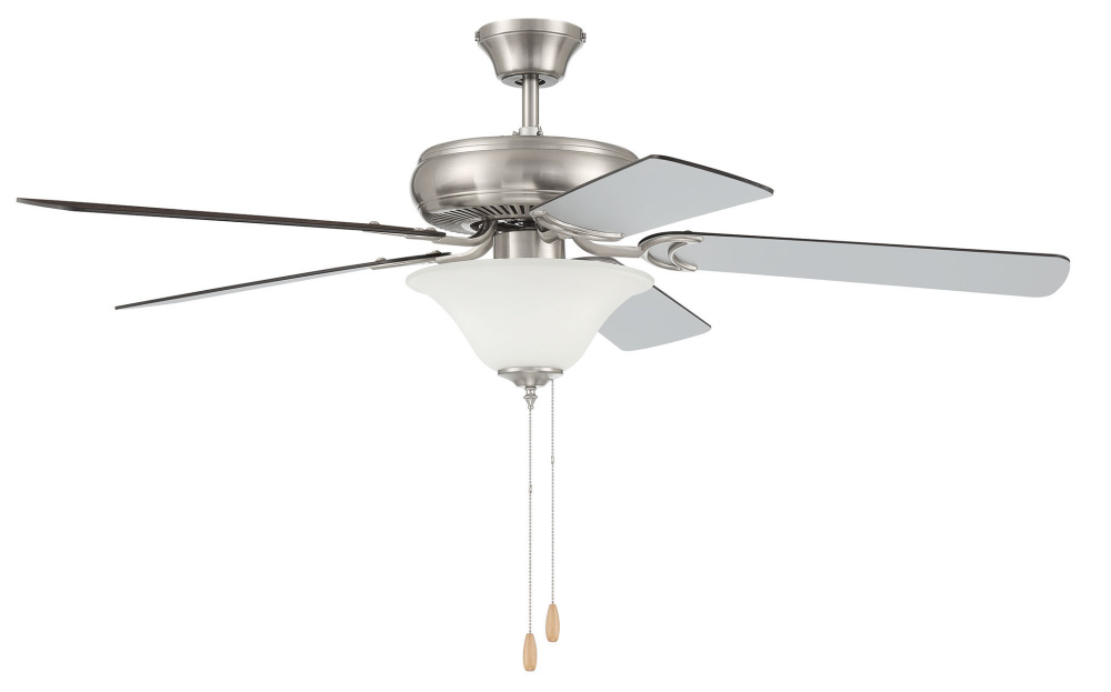 52&#34; Decorator&#39;s Choice 2 Light in Brushed Polished Nickel w/ Brushed Nickel/Walnut Blades