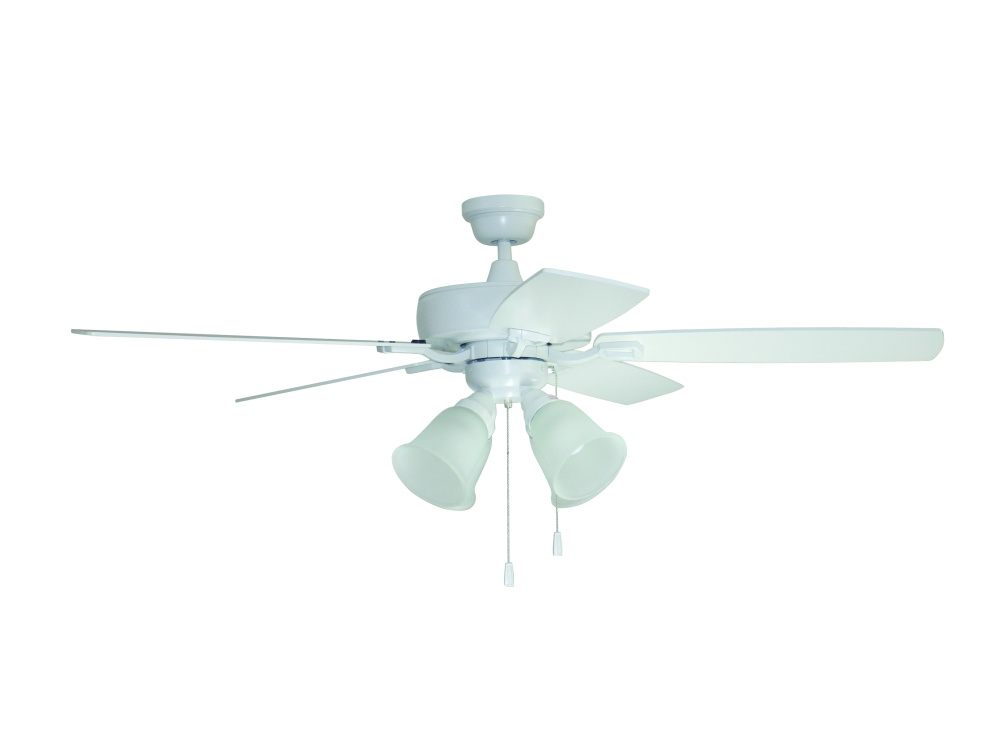 52&#34; Twist N Click Fan in White w/ White/Washed Oak Blades (4-Light)