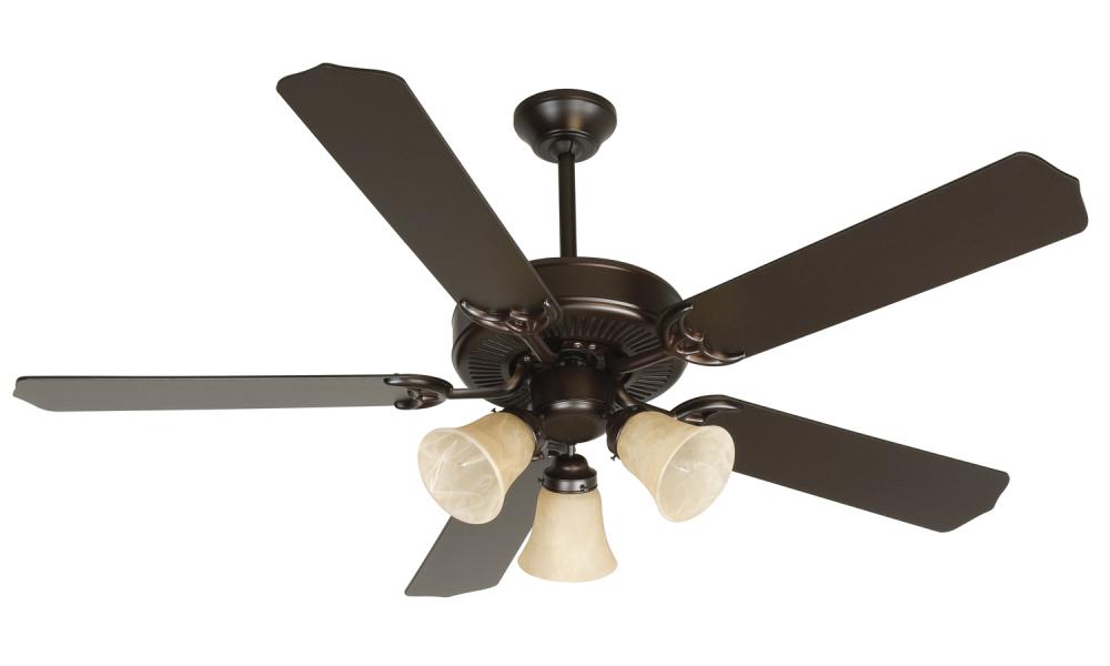 Three Light Ob - Oiled Bronze Tea Stained Glass Fan Motor Without Blades