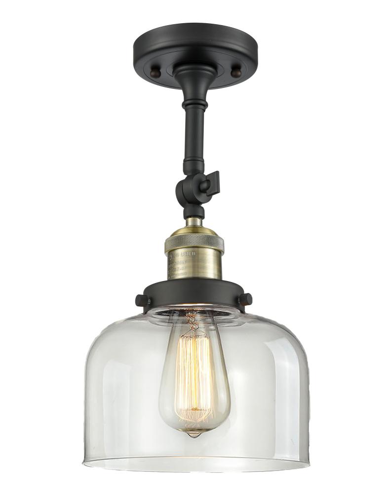 Bell - 1 Light - 8 inch - Black Antique Brass - Adjustable Semi-Flush Mount