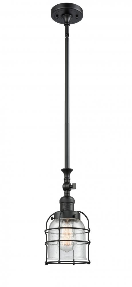 Bell Cage - 1 Light - 6 inch - Matte Black - Stem Hung - Adjustable Mini Pendant