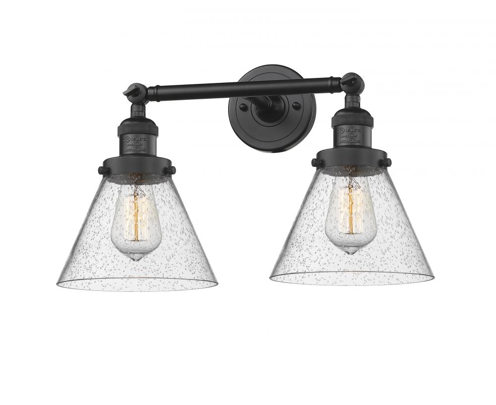 Cone - 2 Light - 18 inch - Matte Black - Adjustable Bath Vanity Light