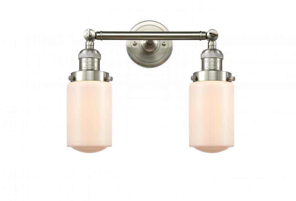 Dover - 2 Light - 14 inch - Brushed Satin Nickel - Adjustable Bath Vanity Light