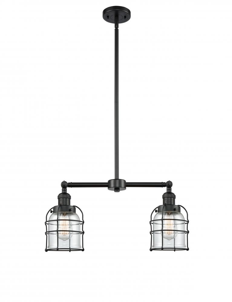 Bell Cage - 2 Light - 21 inch - Matte Black - Stem Hung - Adjustable Island Light