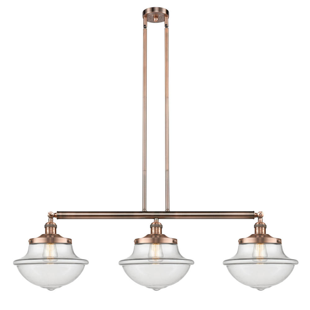 Oxford - 3 Light - 42 inch - Antique Copper - Stem Hung - Adjustable Island Light