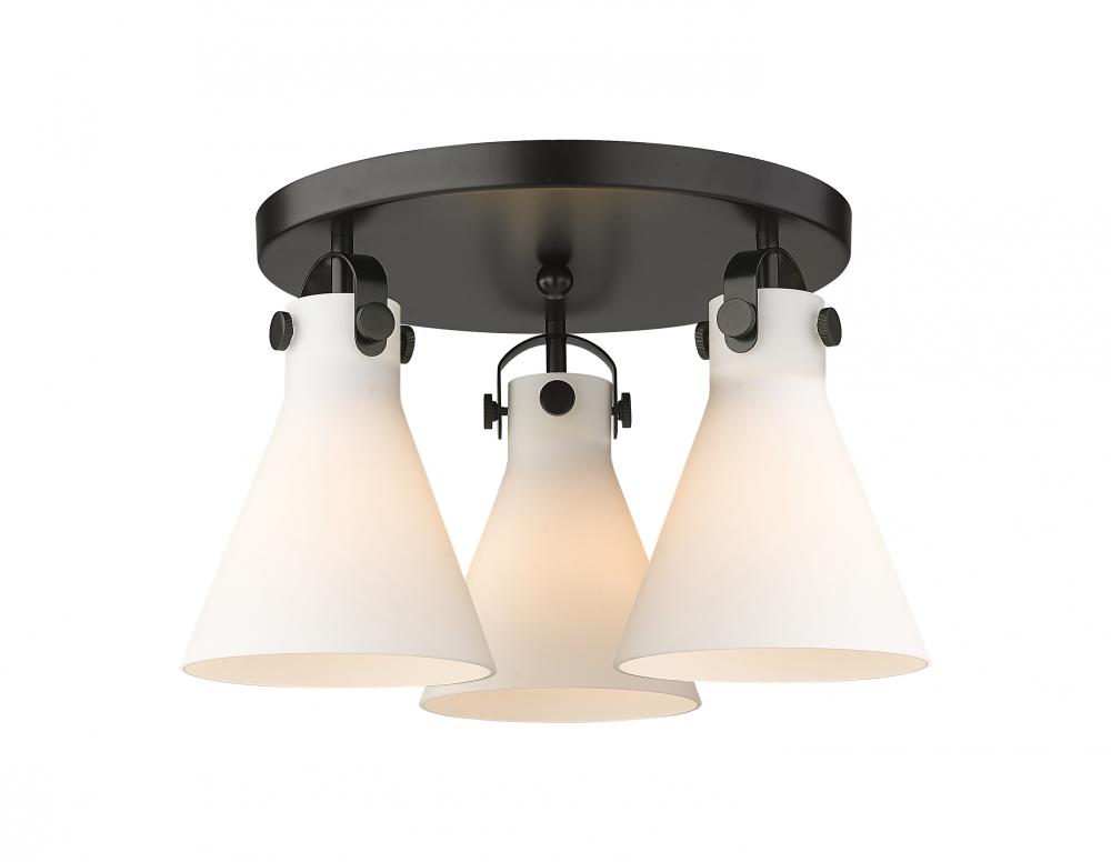 Newton Cone - 3 Light - 18 inch - Matte Black - Flush Mount