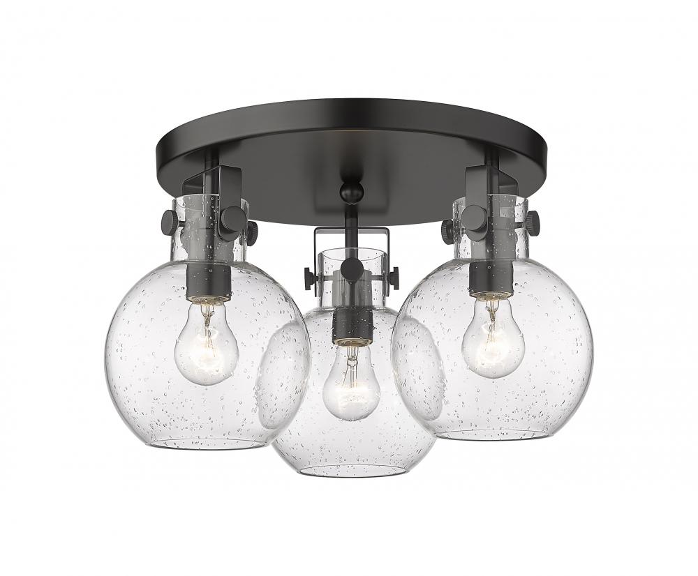 Newton Sphere - 3 Light - 18 inch - Matte Black - Flush Mount