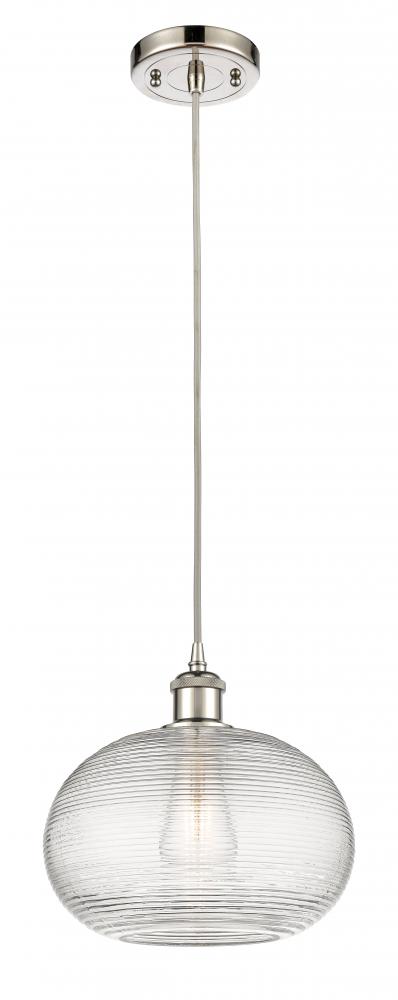 Ithaca - 1 Light - 10 inch - Polished Nickel - Cord hung - Mini Pendant