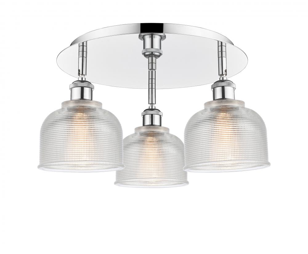 Dayton - 3 Light - 17 inch - Polished Chrome - Flush Mount