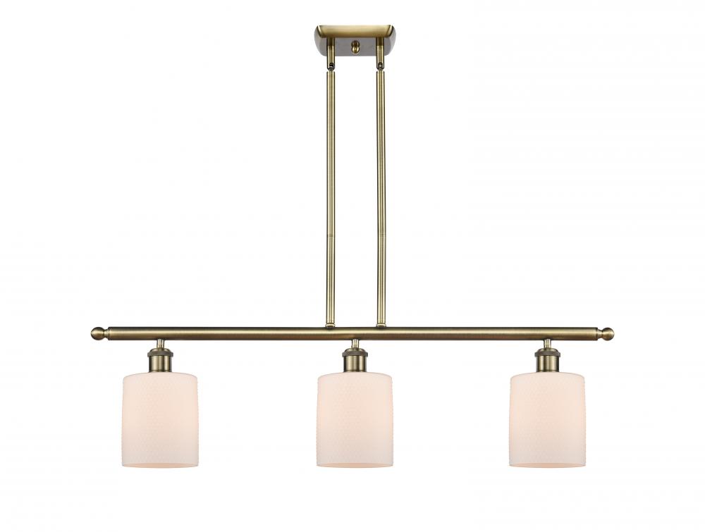 Cobbleskill - 3 Light - 36 inch - Antique Brass - Cord hung - Island Light