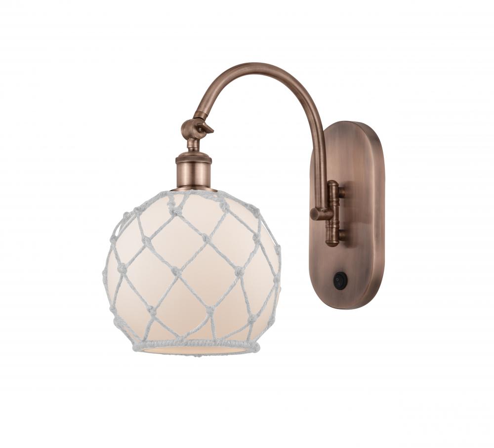 Farmhouse Rope - 1 Light - 8 inch - Antique Copper - Adjustable Swing Arm