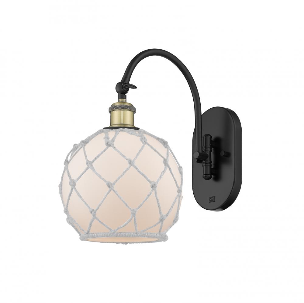 Farmhouse Rope - 1 Light - 8 inch - Black Antique Brass - Adjustable Swing Arm