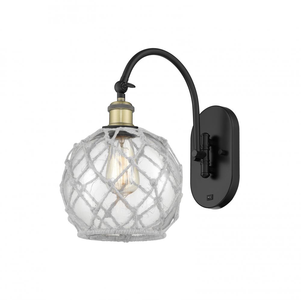 Farmhouse Rope - 1 Light - 8 inch - Black Antique Brass - Adjustable Swing Arm