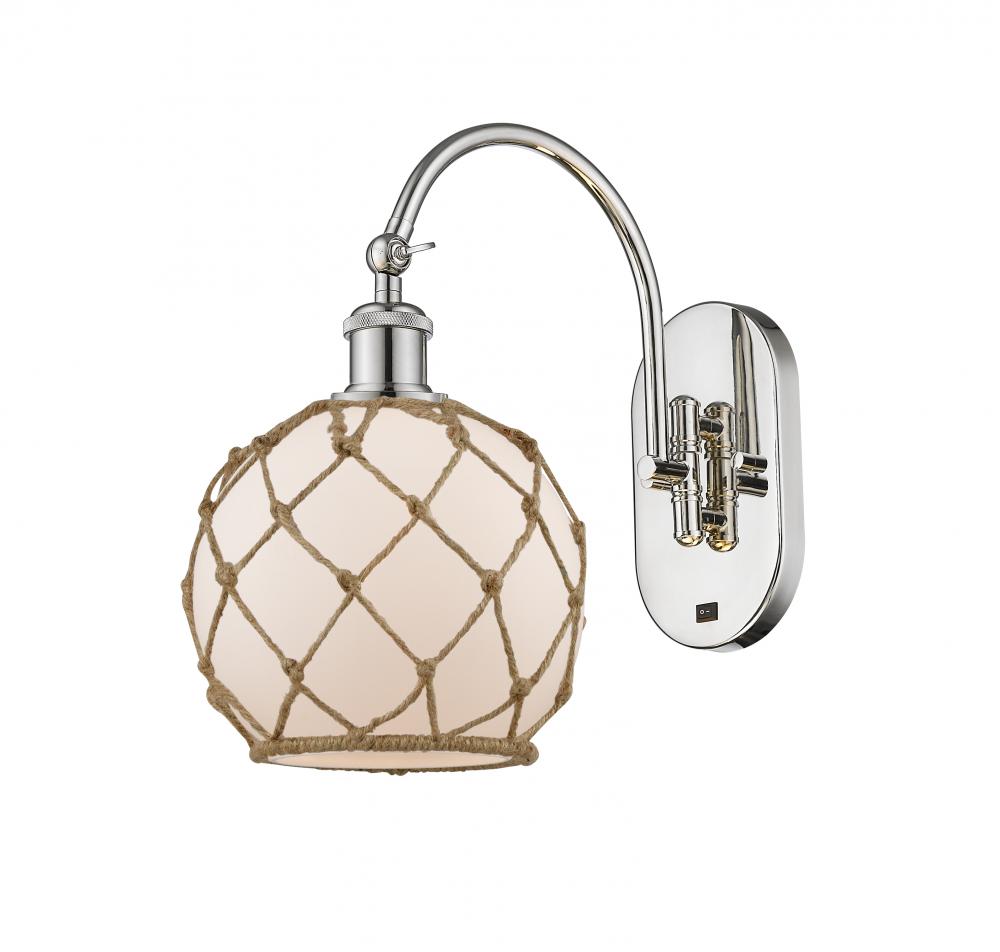 Farmhouse Rope - 1 Light - 8 inch - Polished Nickel - Adjustable Swing Arm