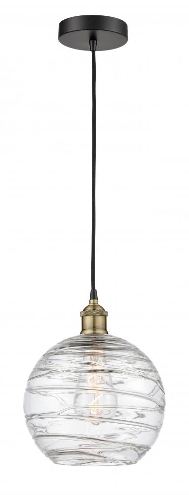 Athens Deco Swirl - 1 Light - 10 inch - Black Antique Brass - Cord hung - Mini Pendant